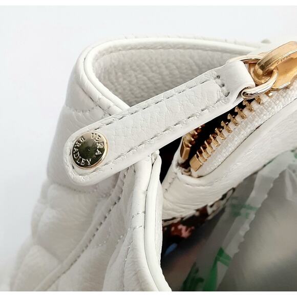 Vera Bradley Emma Satchel Quilted Leather Shoulder Bag White Pebble Leather NWOT - Picture 7 of 15